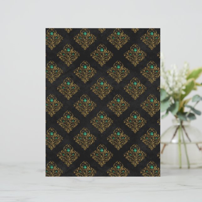 Old Gold Emerald French scrapbook Paper  (Standing Front)