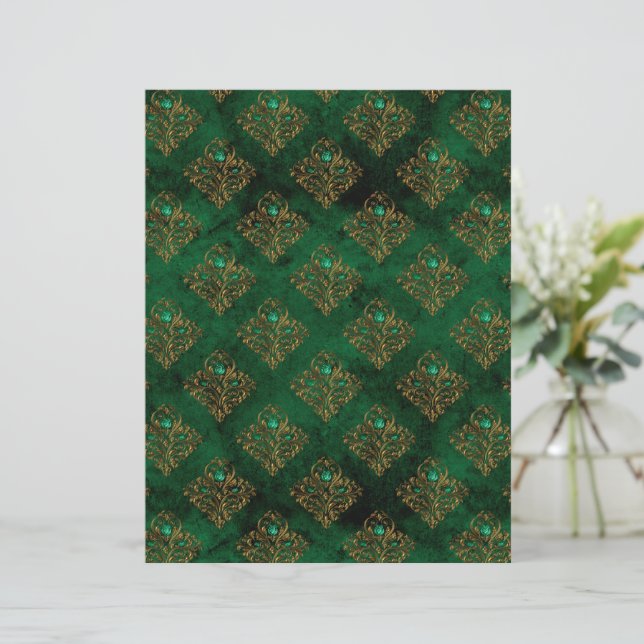 Old Gold Emerald French scrapbook Paper  (Standing Front)