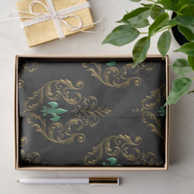 Old Gold Emerald French  Tissue Paper (Gift)