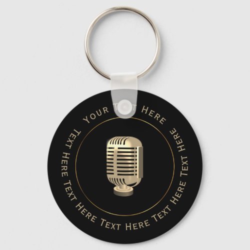 Old Gold Microphone Keychain