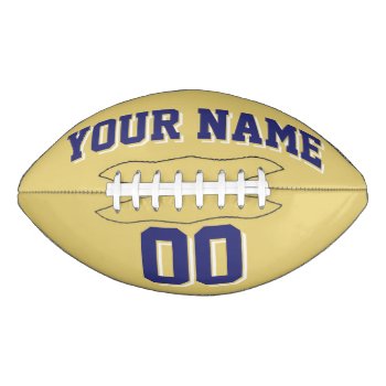 Old Gold Navy And White Custom Football by Custom_Footballs at Zazzle