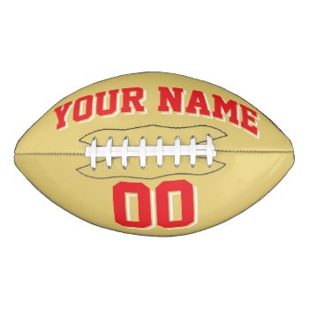 Old Gold Red And White Custom Football by Custom_Footballs at Zazzle