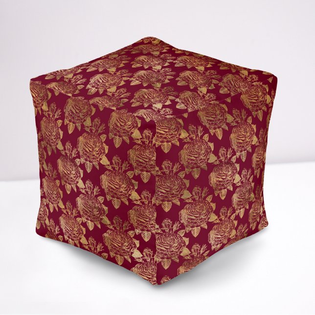 Old Gold Roses Pouf (Creator Uploaded)