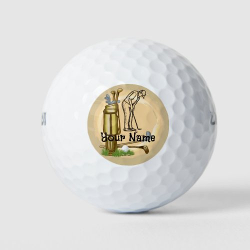 Old Golf Clubs custom name  Golf Balls