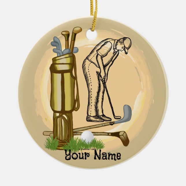 Old Golf Clubs golf Ceramic Ornament (Front)
