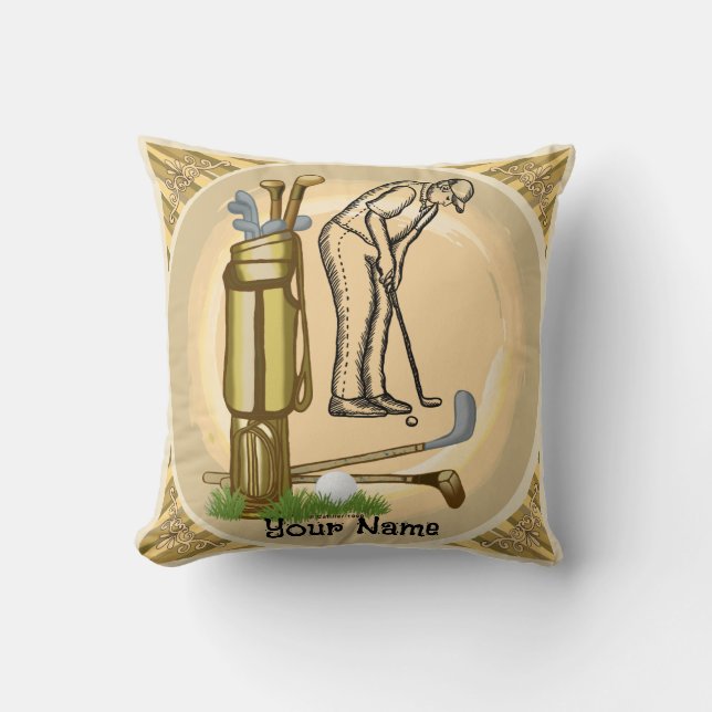 Old Golf Clubs golf Throw Pillow (Front)