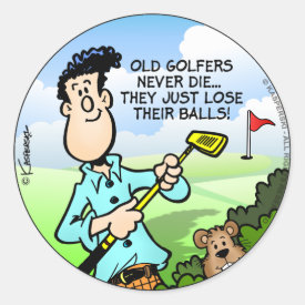 Old Golfer Classic Round Sticker