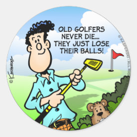 Old Golfer Classic Round Sticker