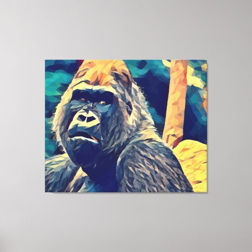 Old Gorilla Original Abstract jungle animal Art Canvas Print