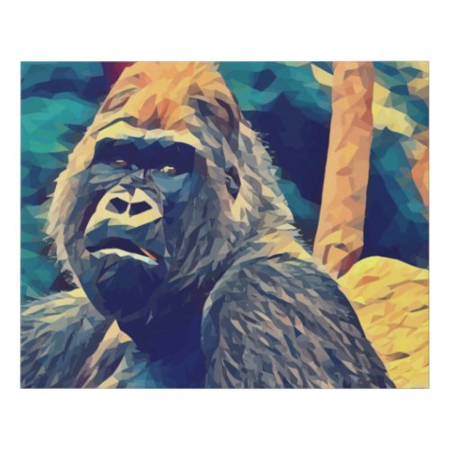 Old Gorilla Original Abstract jungle animal Art Faux Canvas Print