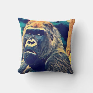 Old Gorilla Original Abstract jungle animal Art  Throw Pillow