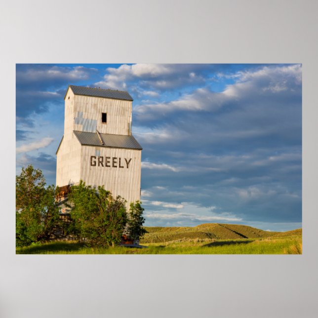 Old Grain Elevator In Virgelle, Montana, USA Poster (Front)