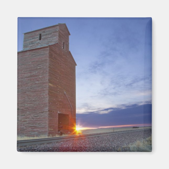 Old granary at Collins Montana at sunrise Magnet (Front)
