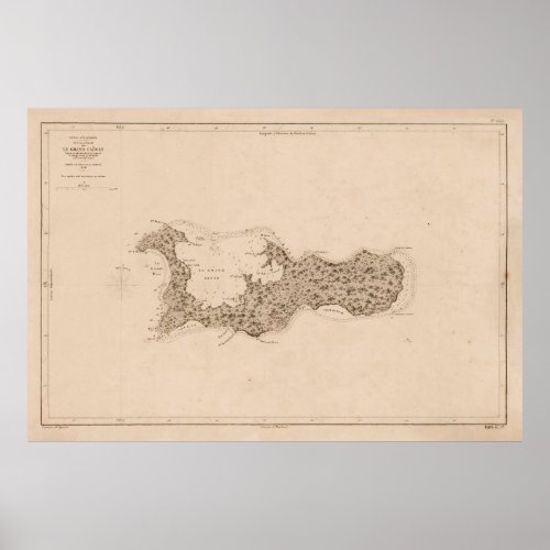Old Grand Cayman Island Map 1836  Poster