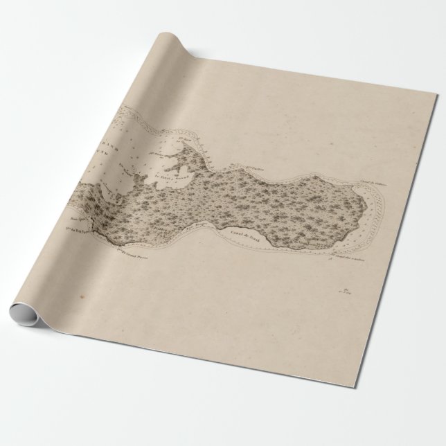 Old Grand Cayman Island Map (1836)  Wrapping Paper (Unrolled)