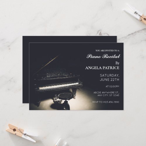 Old grand piano  invitation