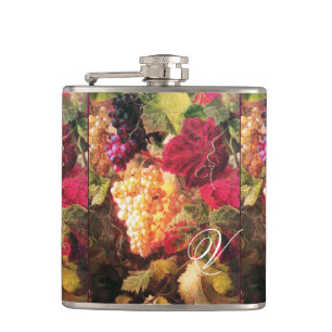 OLD GRAPE VINEYARD GRAPES AND GRAPE VINES MONOGRAM FLASK
