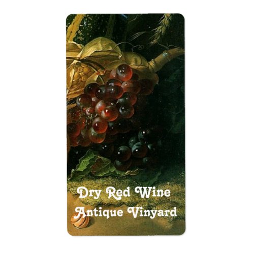 OLD GRAPE VINEYARD HARVEST AND RED GRAPES LABEL