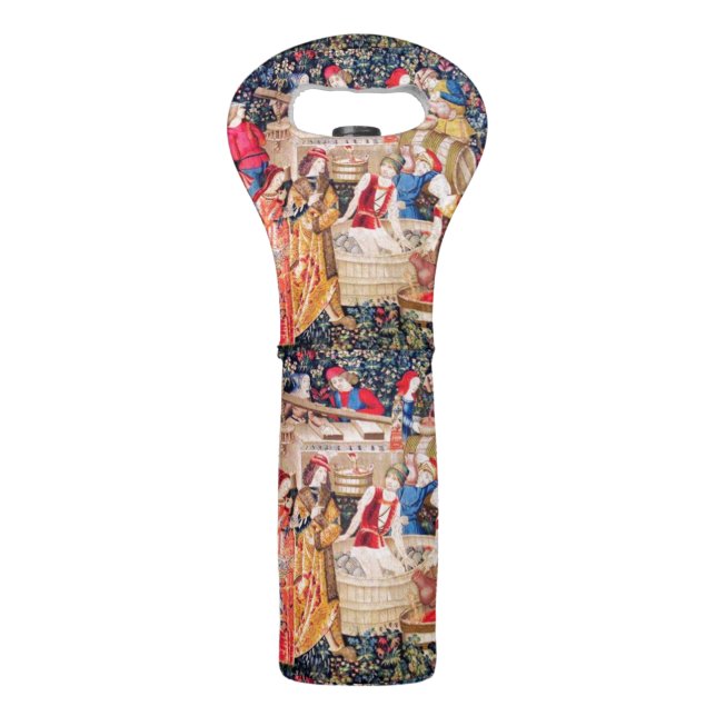OLD GRAPE VINEYARD HARVEST AND RED WINE BARRELS WINE BAG (Back)