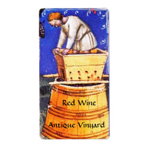 OLD GRAPE VINEYARD HARVEST WITH WINE BARRELS LABEL