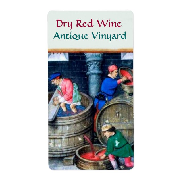 OLD GRAPE VINEYARD RED WINE BARRELS LABEL (Front)