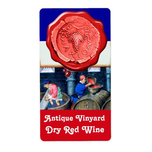 OLD GRAPE VINEYARD RED WINE BARRELS WAX SEAL LABEL