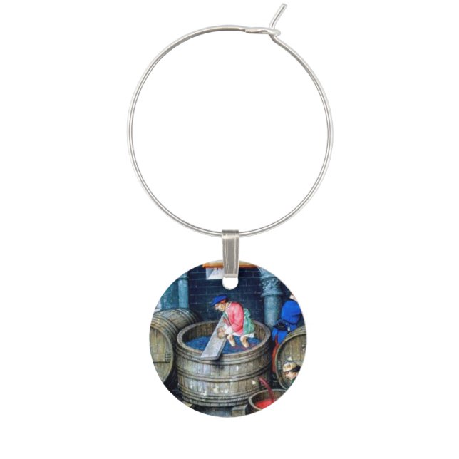 OLD GRAPE VINEYARD RED WINE BARRELS WINE CHARM (Front)