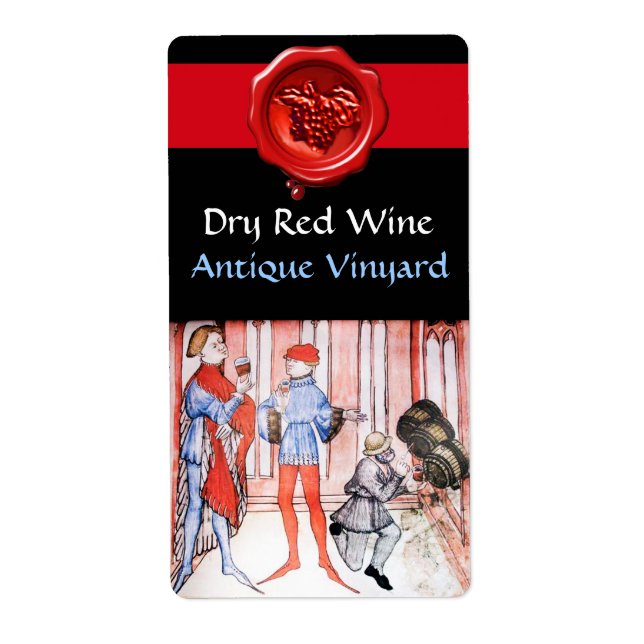 OLD GRAPE VINEYARD RED WINE TASTING WITH BARRELS LABEL (Front)