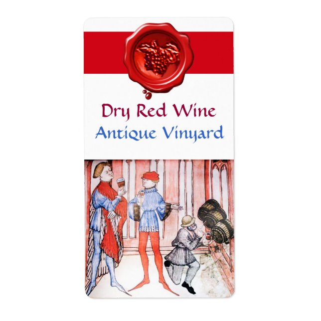 OLD GRAPE VINEYARD RED WINE TASTING WITH BARRELS LABEL (Front)