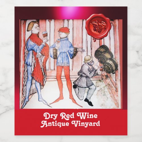 OLD GRAPE VINEYARD RED WINE TASTING WITH BARRELS WINE LABEL