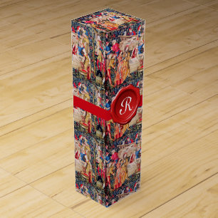 OLD GRAPE VINEYARD WINE ,RED WAX SEAL MONOGRAM GIFT BOX