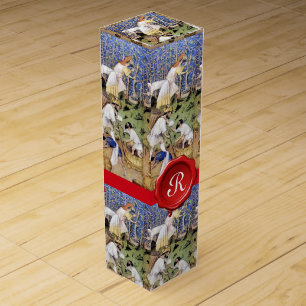 OLD GRAPE VINEYARD WINE ,RED WAX SEAL MONOGRAM GIFT BOX