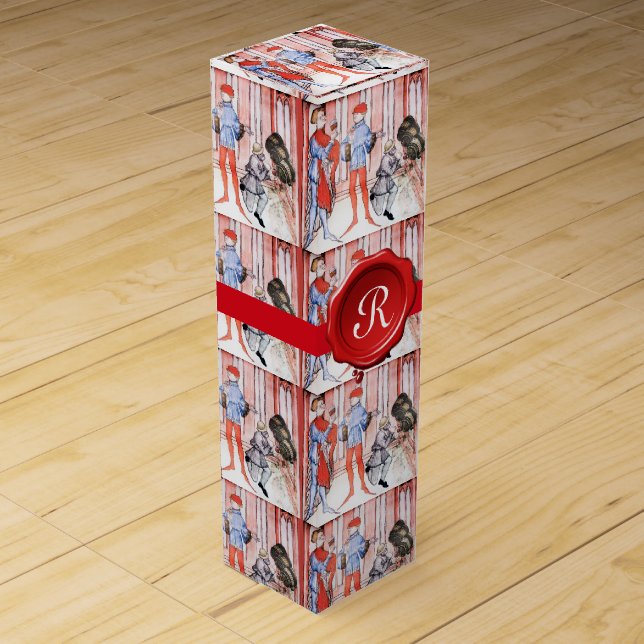 OLD GRAPE VINEYARD WINE ,RED WAX SEAL MONOGRAM WINE GIFT BOX (Front)