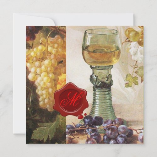 OLD GRAPE VINEYARD WINE TASTING PARTY RED WAX SEAL INVITATION