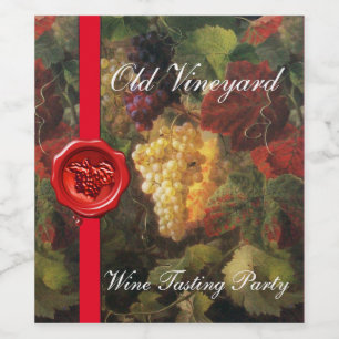 OLD GRAPE VINEYARD WINE TASTING PARTY Red Wax Seal Label