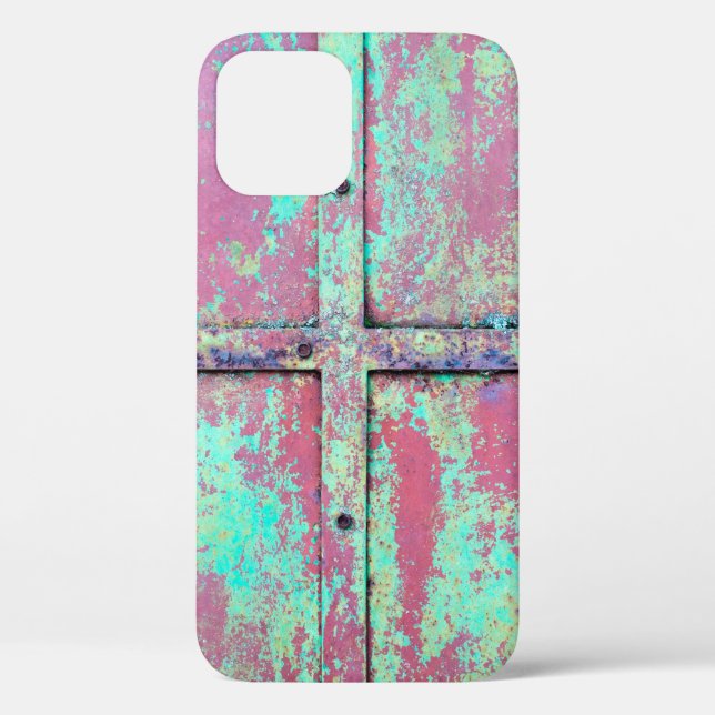 Old green painted wall with rust texture. Grunge r Case-Mate iPhone Case (Back)