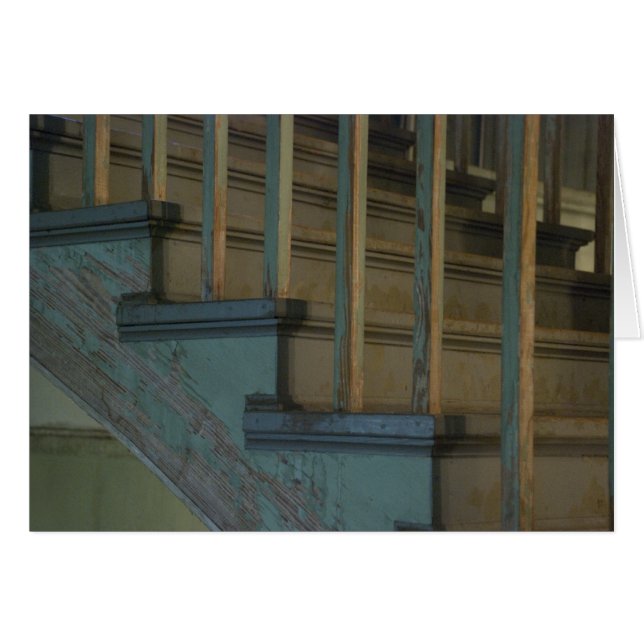 Old Green Wooden Stairs Cards (Front Horizontal)