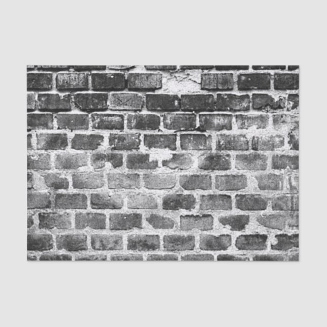 Old Grey Weathered Brick Wall Texture Tissue Paper (Front)
