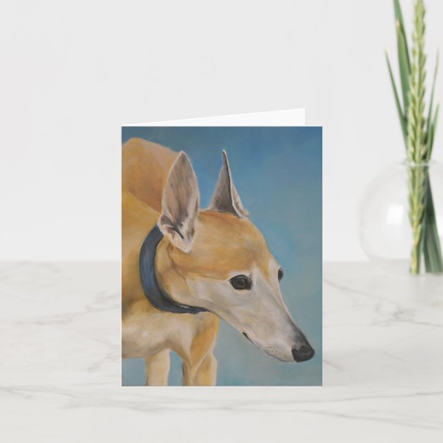 Old Greyhound Dog Art Note Card (Front)