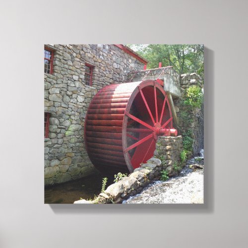 Old Grist Mill _ Red Water Wheel Sudbury MA Canv Canvas Print