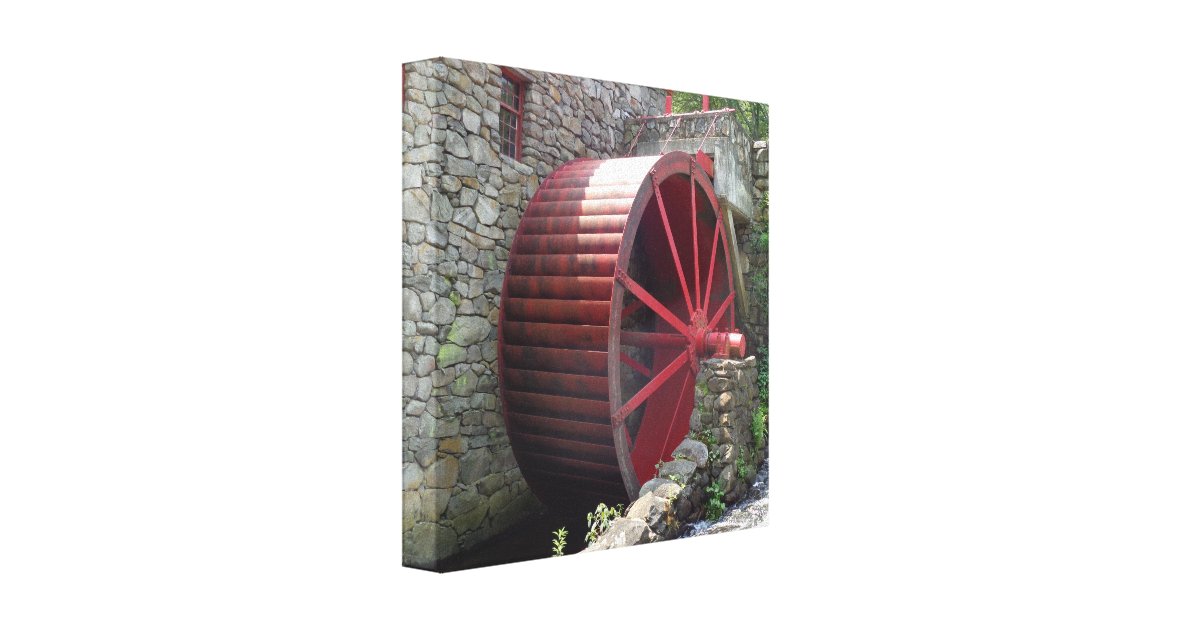 Old Grist Mill Red Water Wheel, Sudbury, MA Canvas Print