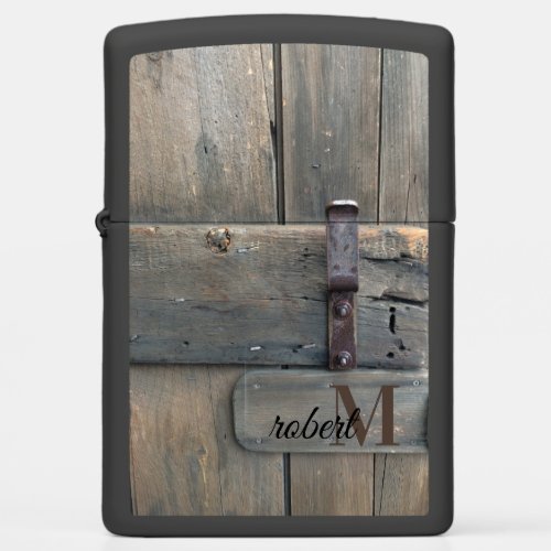 Old Grist Mill Rustic Door And Latches Monogrammed Zippo Lighter