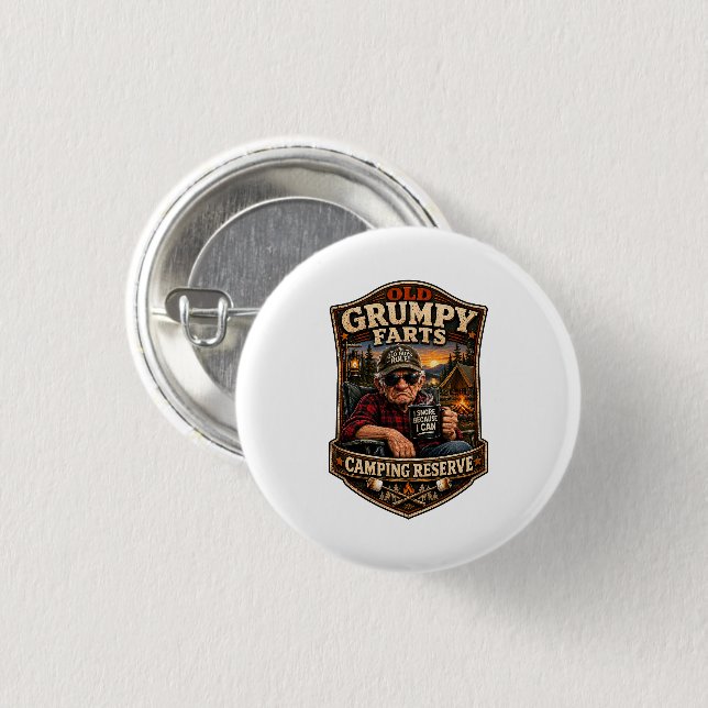Old Grumpy Farts Camping Reserve Button (Front & Back)