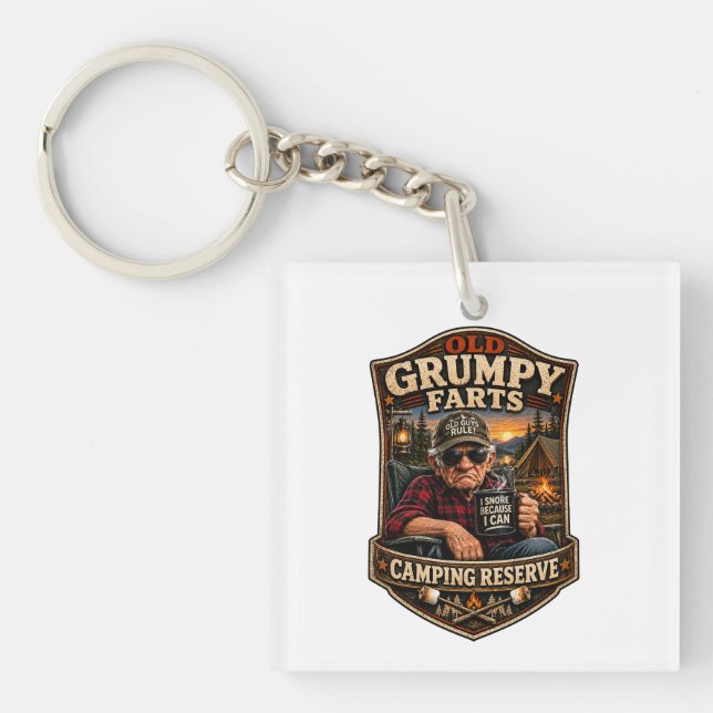 Old Grumpy Farts Camping Reserve Keychain (Front)