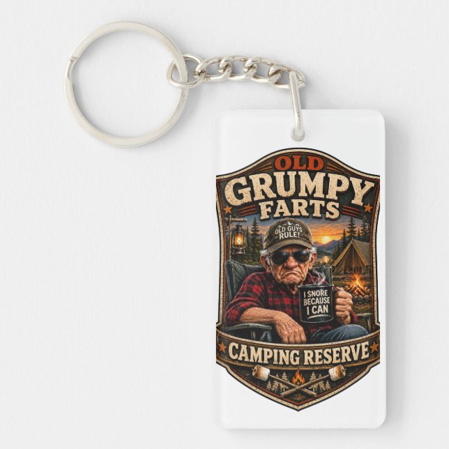 Old Grumpy Farts Camping Reserve Keychain (Front)