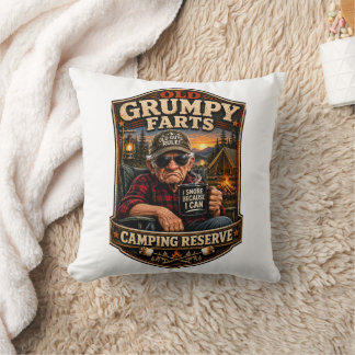 Old Grumpy Farts Camping Reserve Throw Pillow