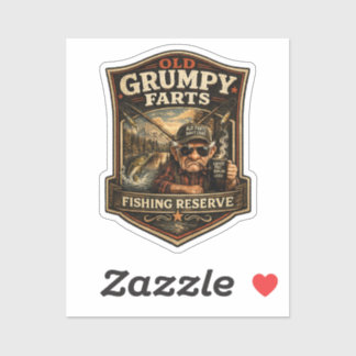 Old Grumpy Farts Fishing Reserve Vintage Fisherman Sticker