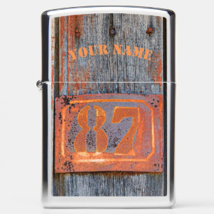 Old Grunge Rusty Metal House Number No. 87 - Name Zippo Lighter