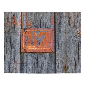 Old Grunge Rusty Metal House Number No. 87 Photo _ Jigsaw Puzzle by Kathom_Photo at Zazzle