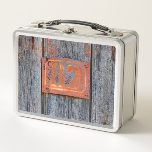 Old Grunge Rusty Metal House Number No 87 Photo  Metal Lunch Box